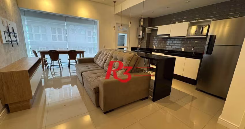 Apartamento com 1 dormitório para alugar, 57 m² por R$ 6.500,00/mês - Gonzaga - Santos/SP
