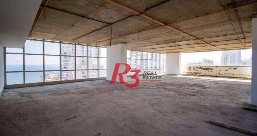 Andar corporativo para alugar, 334 m² por r$ 35.000,00/mês - aparecida - santos/sp