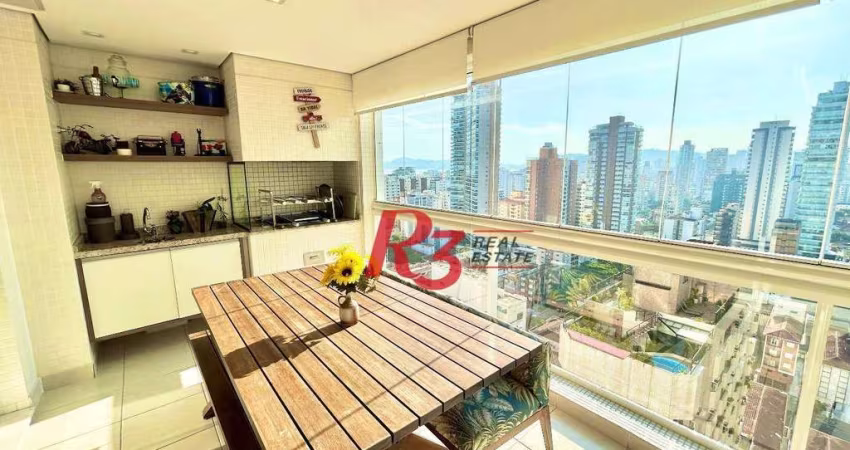 Apartamento com 3 dormitórios à venda, 155 m² por R$ 2.000.000,00 - Embaré - Santos/SP
