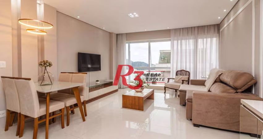 Apartamento com 2 dormitórios para alugar, 96 m² por R$ 10.500,00/mês - Aparecida - Santos/SP