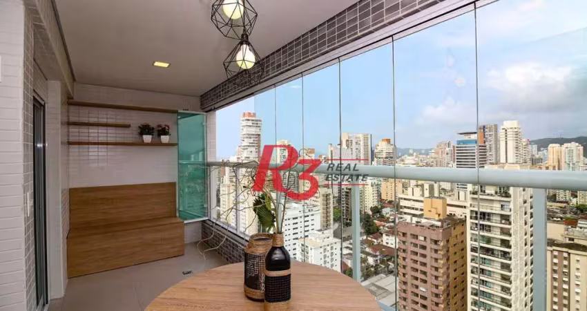 Apartamento com 1 dormitório para alugar, 65 m² por r$ 6.800,00/mês - vila rica - santos/sp