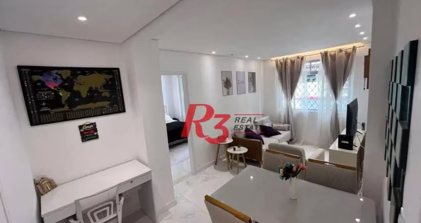 Apartamento com 1 dormitório para alugar, 49 m² por R$ 3.700,02/mês - Boqueirão - Santos/SP