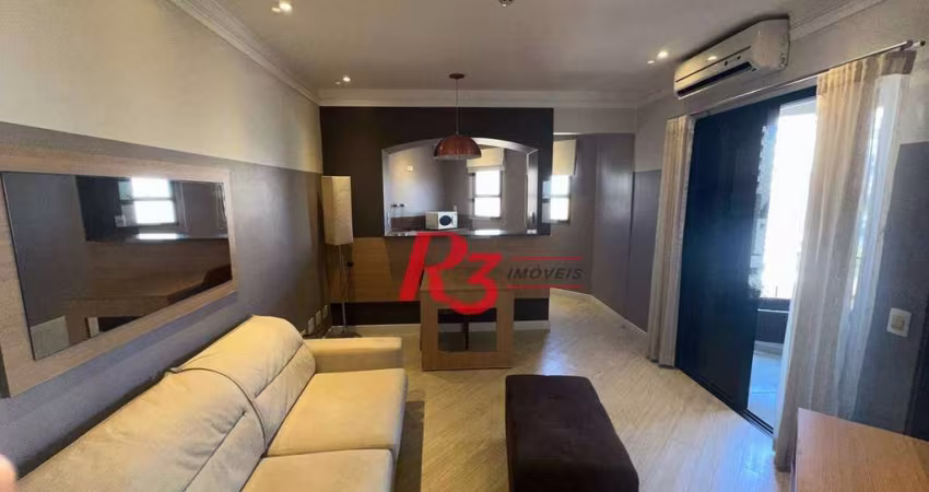 Flat com 1 dormitório para alugar, 44 m² por R$ 4.200,02/mês - Gonzaga - Santos/SP