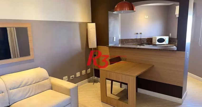 Flat 1 dormitório, sala e varanda  à venda, 44 m² por R$ 428.000 - Gonzaga - Santos/SP
