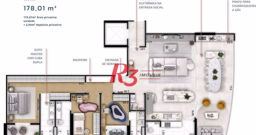 Apartamento à venda, 178 m² por R$ 2.316.775,61 - Boqueirão - Santos/SP
