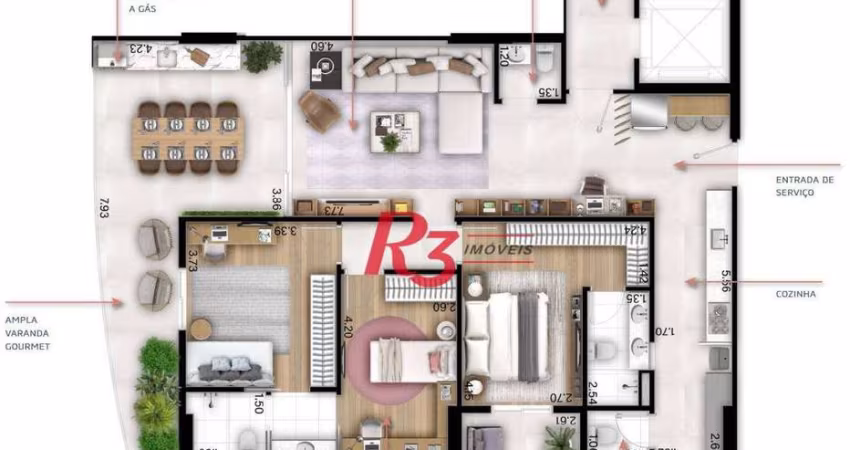 Apartamento à venda, 148 m² por R$ 1.777.876,12 - Boqueirão - Santos/SP