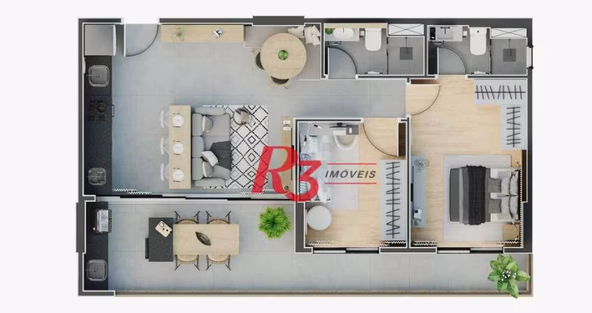 Apartamento com 2 dormitórios à venda, 65 m² por R$ 845.000,00 - Ponta da Praia - Santos/SP
