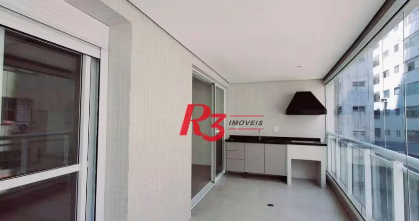 Apartamento com 2 dormitórios para alugar, 94 m² por r$ 8.500,00/mês - boqueirão - santos/sp