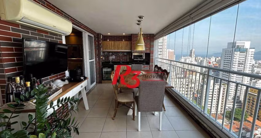 Apartamento com 3 dormitórios para alugar, 148 m² por R$ 15.000,00/mês - Boqueirão - Santos/SP