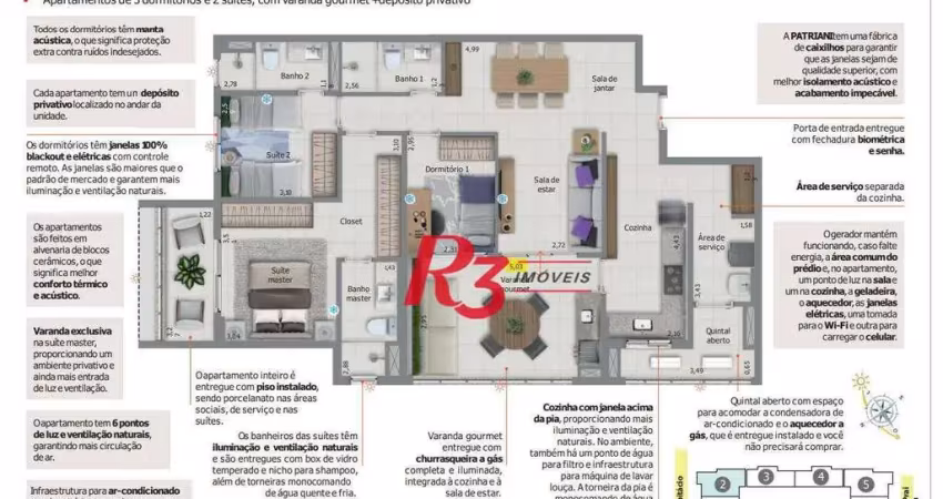 Apartamento com 3 dormitórios à venda, 129 m² por r$ 1.831.200,00 - embaré - santos/sp