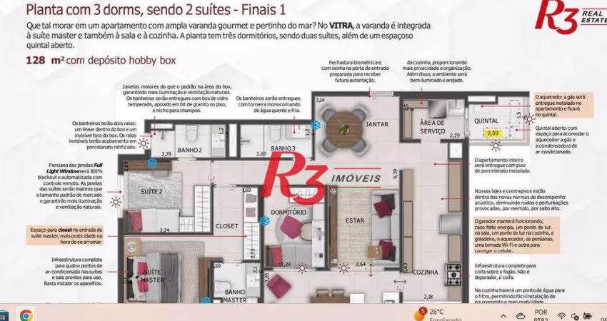 Apartamento com 3 dormitórios à venda, 124 m² por R$ 1.807.000,00 - Gonzaga - Santos/SP