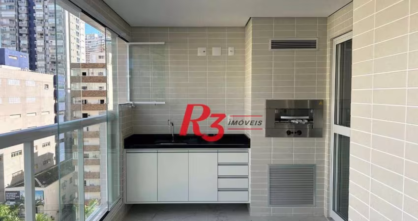 Apartamento com 2 dormitórios para alugar, 87 m² por R$ 7.500,00/mês - Gonzaga - Santos/SP