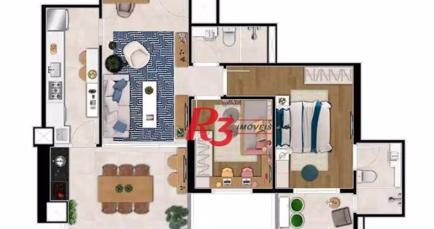 Apartamento com 2 dormitórios à venda, 82 m² por R$ 1.087. - Aparecida - Santos/SP