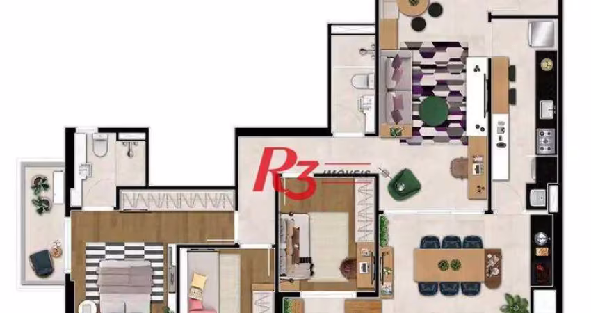 Apartamento com 3 dormitórios à venda, 120 m² por R$ 1.325. - Aparecida - Santos/SP