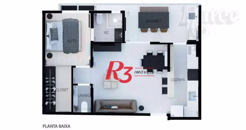 Apartamento com 1 dormitório à venda, 54 m² por R$ 715 - Boqueirão - Santos/SP