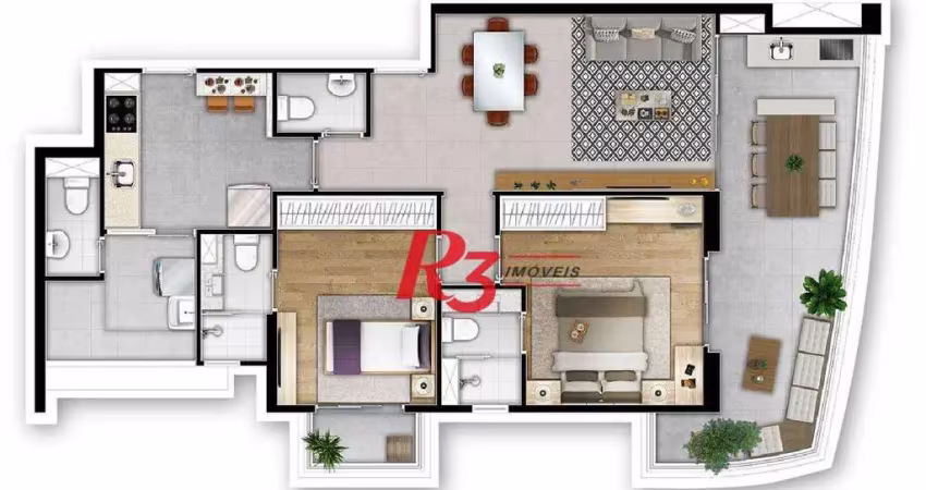 Apartamento à venda, 91 m² por r$ 1.296.539,51 - boqueirão - santos/sp