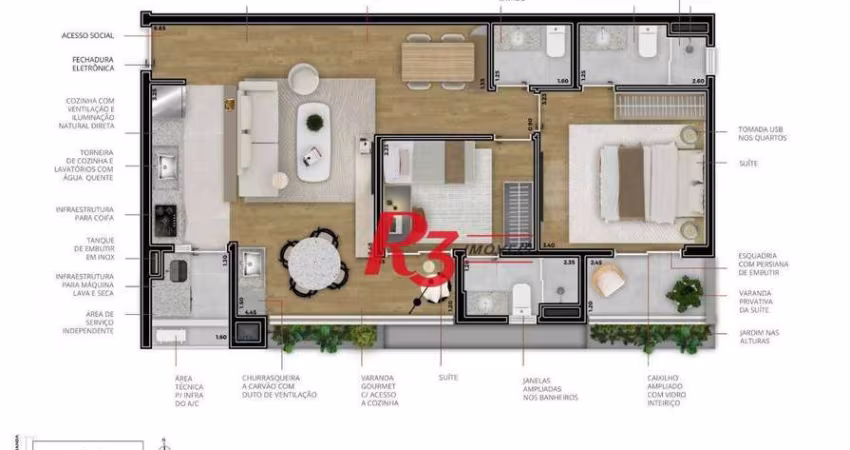 Apartamento com 2 dormitórios à venda, 72 m² por R$ 1.437.616,36 - Boqueirão - Santos/SP