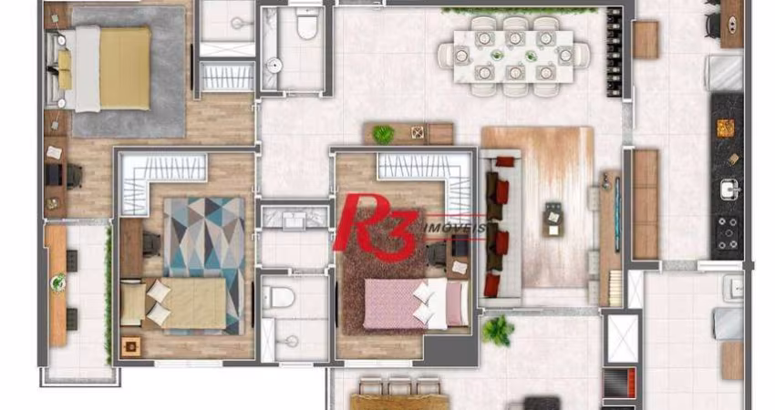 Apartamento com 3 dormitórios à venda, 116 m² por R$ 1.709.000 - Gonzaga - Santos/SP