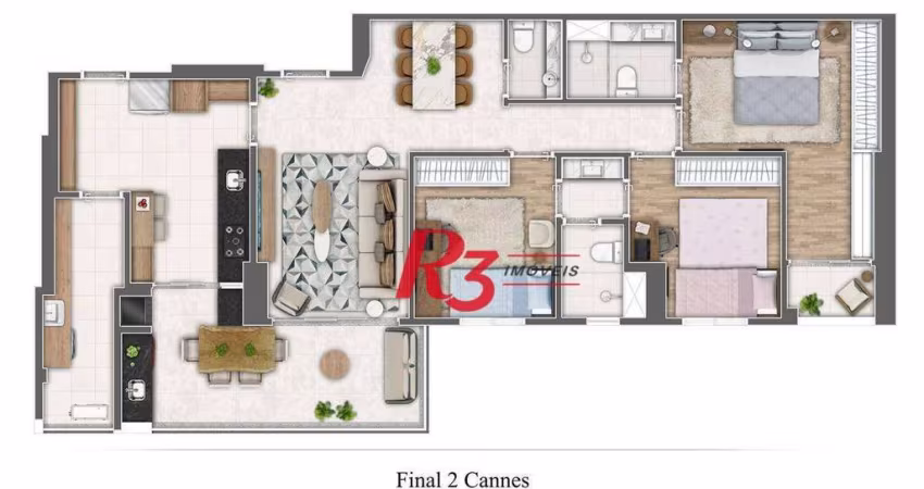 Apartamento com 3 dormitórios à venda, 100 m² por R$ 1.778.000 - Gonzaga - Santos/SP