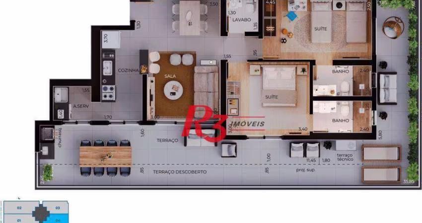 Apartamento Garden à venda, 113 m² por R$ 1.321.472,00 - Boqueirão - Santos/SP
