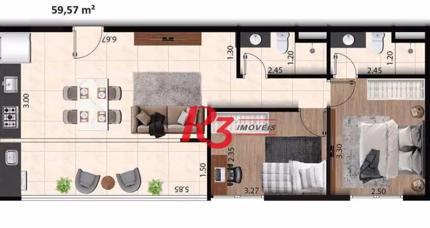 Apartamento com 2 dormitórios à venda, 59 m² por r$ 508.000,00 - macuco - santos/sp