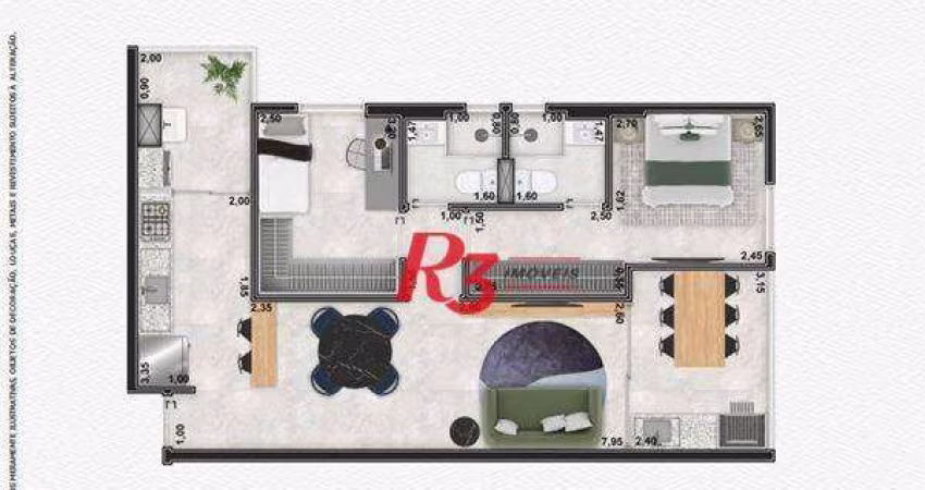Apartamento com 2 dormitórios à venda, 74 m² por R$ 662.161 - Marapé - Santos/SP