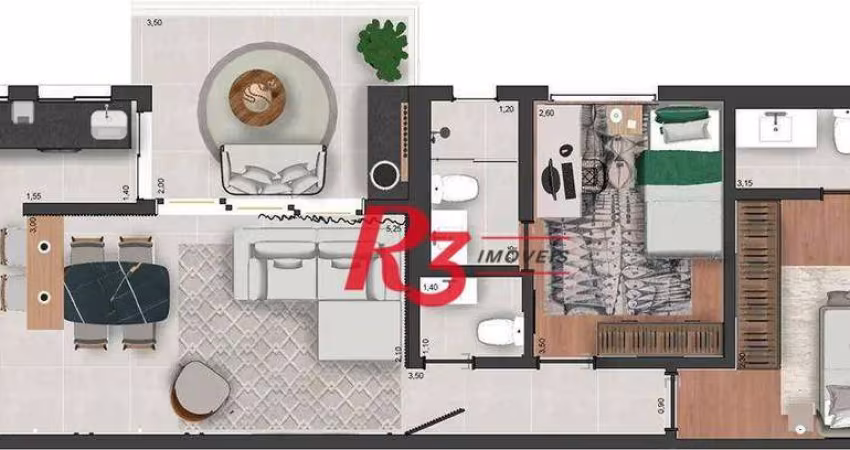 Apartamento com 2 dormitórios à venda, 76 m² por R$ 830.000 - Embaré - Santos/SP