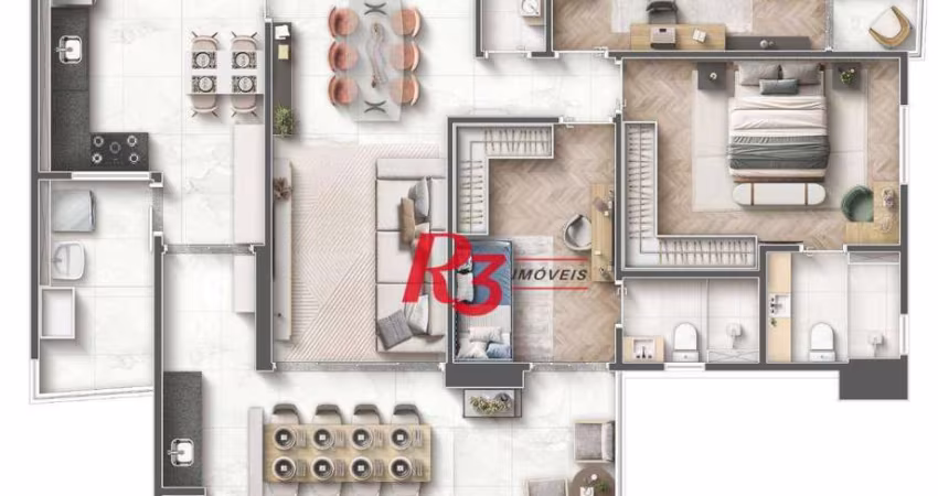 Apartamento com 3 dormitórios à venda, 116 m² por R$ 1.792.252 - Embaré - Santos/SP
