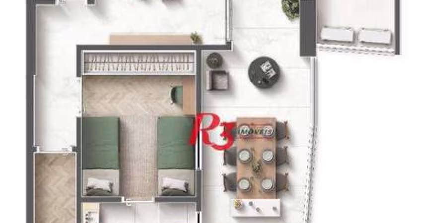 Apartamento com 2 dormitórios à venda, 96 m² por R$ 1.430.649 - Embaré - Santos/SP