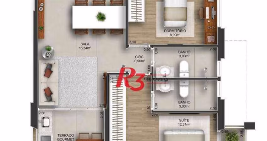 Apartamento com 2 dormitórios à venda, 86 m² por R$ 892.500 - Gonzaga - Santos/SP