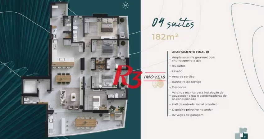 Apartamento com 4 dormitórios à venda, 182 m² por R$ 2.493.987 - Ponta da Praia - Santos/SP