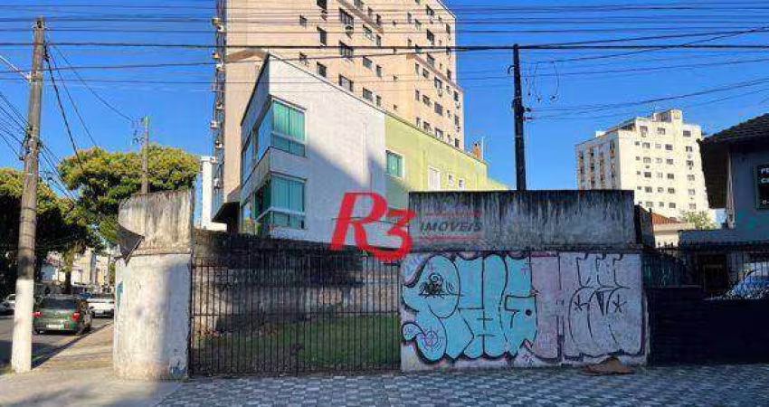 Terreno para alugar, 405 m² por R$ 15.000,00/mês - Aparecida - Santos/SP