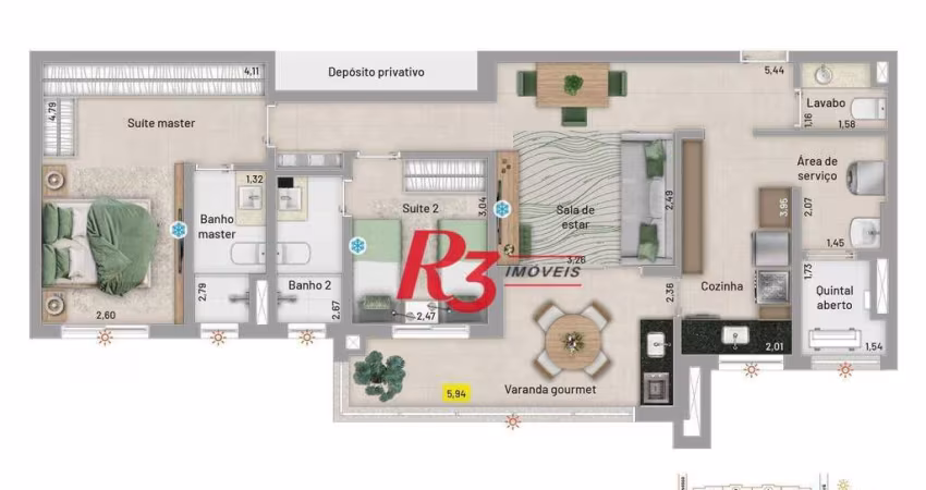 Apartamento com 2 dormitórios à venda, 96 m² por R$ 1.600.000,00 - Embaré - Santos/SP