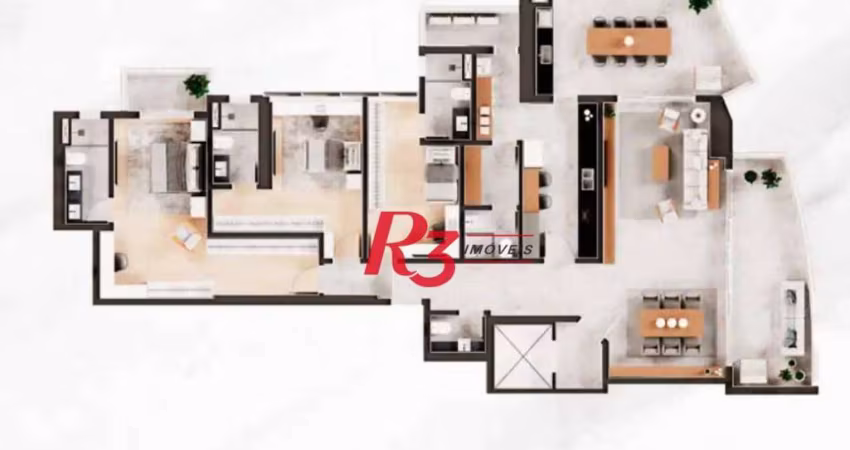 Apartamento com 3 dormitórios à venda, 227 m² por R$ 4.999.000,00 - Ponta da Praia - Santos/SP