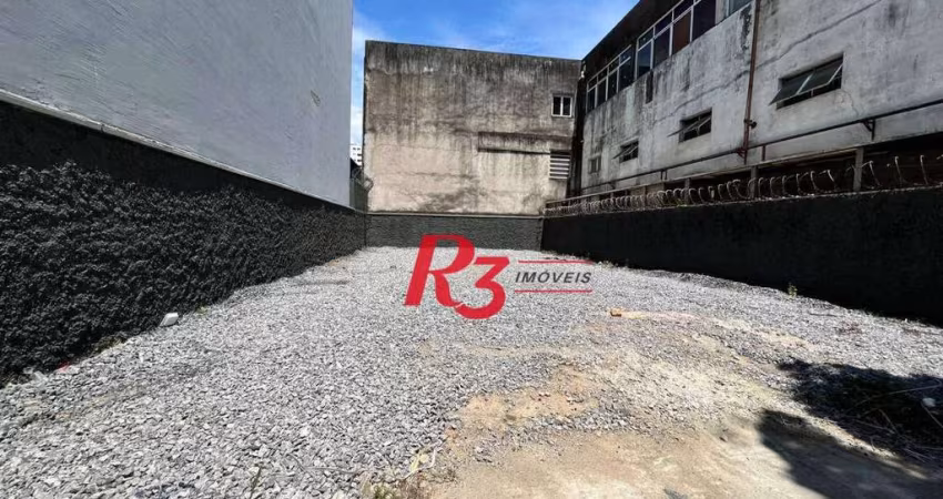 Terreno para alugar, 160 m² por R$ 10.572,79/mês - Macuco - Santos/SP