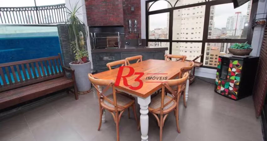 Cobertura com 4 suítes à venda na vila rica, 440 m² por r$ 8.000.000 - santos/sp