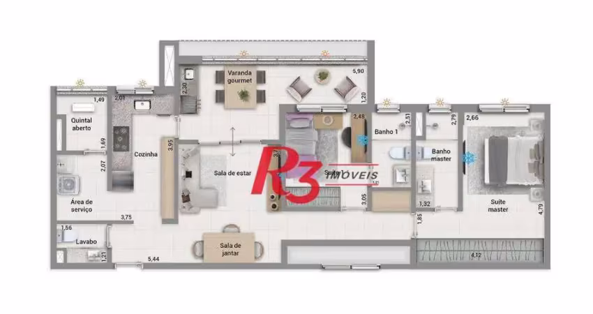 Apartamento à venda, 92 m² por r$ 1.350.000,00 - embaré - santos/sp