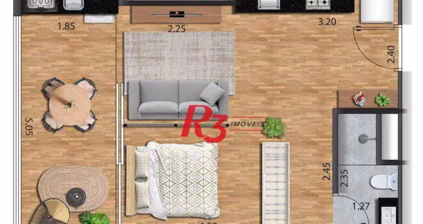 Apartamento com 1 dormitório à venda, 39 m² por r$ 428.000 - josé menino - santos/sp