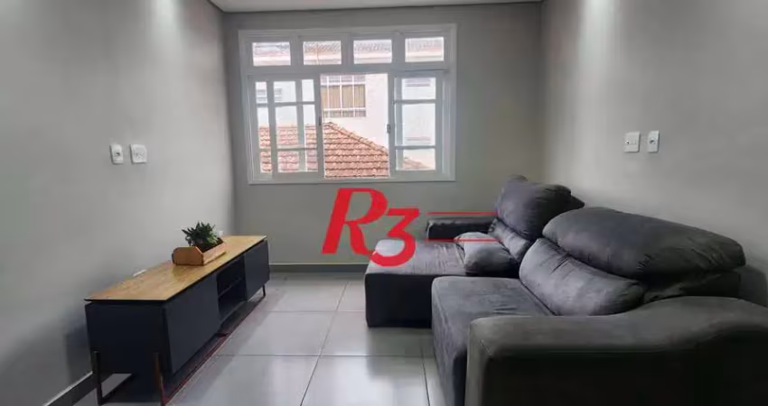 Apartamento com 2 dormitórios para alugar, 70 m² por r$ 3.500,02/mês - embaré - santos/sp
