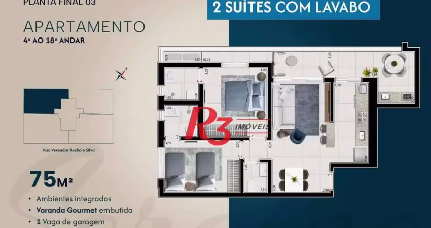 Apartamento à venda, 75 m² por r$ 1.089.167,17 - ponta da praia - santos/sp