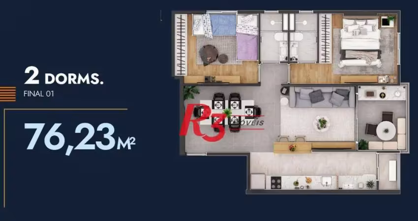 Apartamento com 2 dormitórios à venda, 76 m² por r$ 747.000 - itararé - são vicente/sp