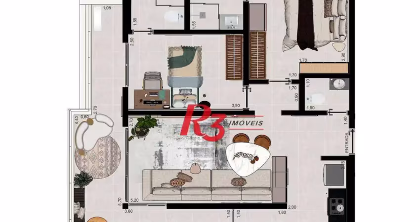 Apartamento com 2 dormitórios à venda, 89 m² por r$ 1.070.000,00 - aparecida - santos/sp