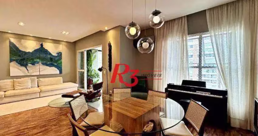 Apartamento com 3 dormitórios à venda, 188 m² por r$ 2.200.000,00 - boqueirão - santos/sp