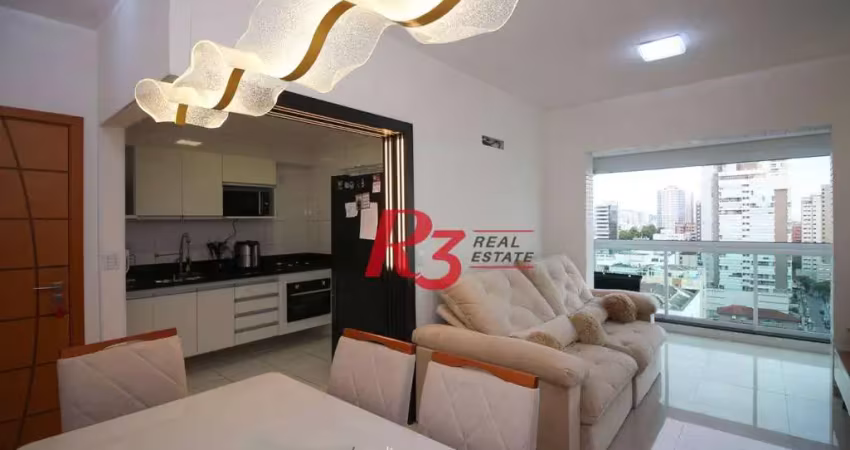 Apartamento com 2 dormitórios para alugar, 72 m² por r$ 7.500,00/mês - embaré - santos/sp