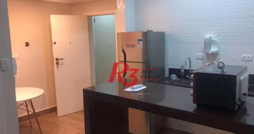 Kitnet com 1 dormitório para alugar, 25 m² por r$ 3.000,00/mês - gonzaga - santos/sp