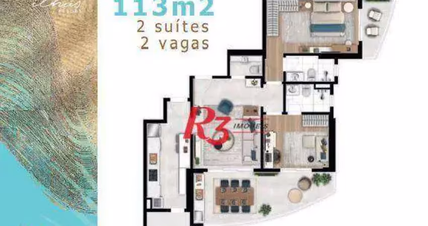 Apartamento com 2 dormitórios à venda, 113 m² por r$ 1.600.000,00 - ponta da praia - santos/sp