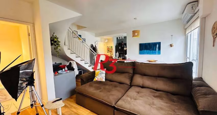 Apartamento com 2 dormitórios para alugar, 88 m² por r$ 6.500,00/mês - josé menino - santos/sp