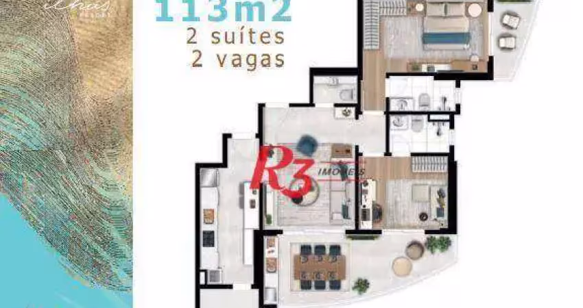 Apartamento com 2 dormitórios à venda, 113 m² por r$ 1.820.000,00 - ponta da praia - santos/sp