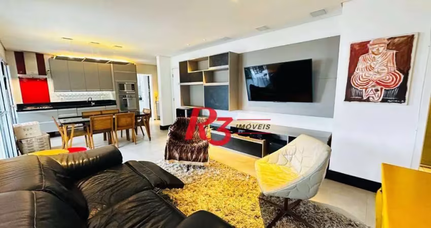 Apartamento com 3 dormitórios para alugar, 98 m² por r$ 6.000,00/mês - marapé - santos/sp