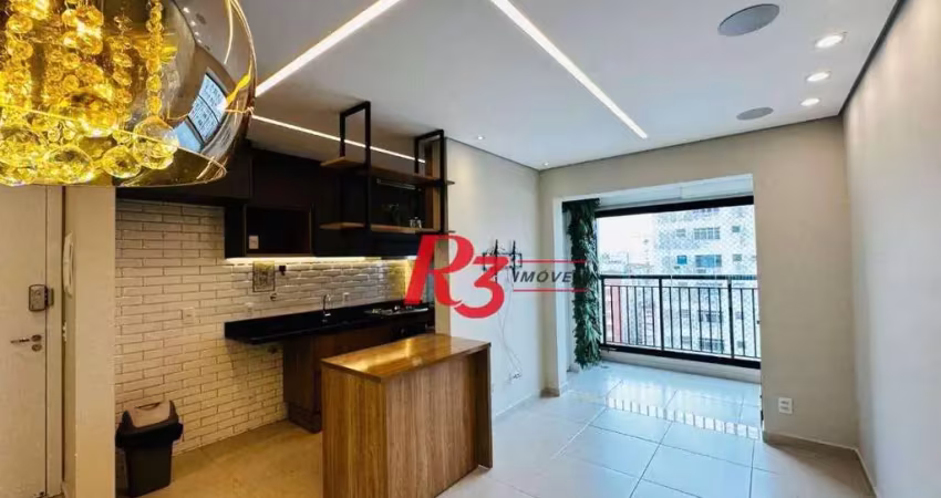 Apartamento com 2 dormitórios para alugar, 62 m² por r$ 5.700,00/mês - marapé - santos/sp